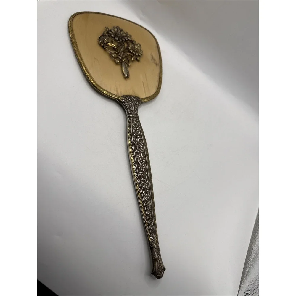 Vintage Matson Vanity Mirror Ormolu Hollywood Regency Gold Plated Sunflowers
